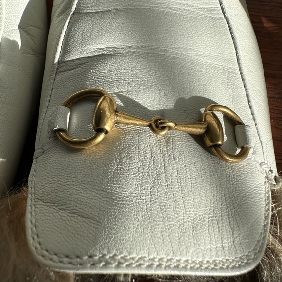 Gucci Princetown Fur Mules. White. Size 7. 100% Authentic. - Picture 7 of 13